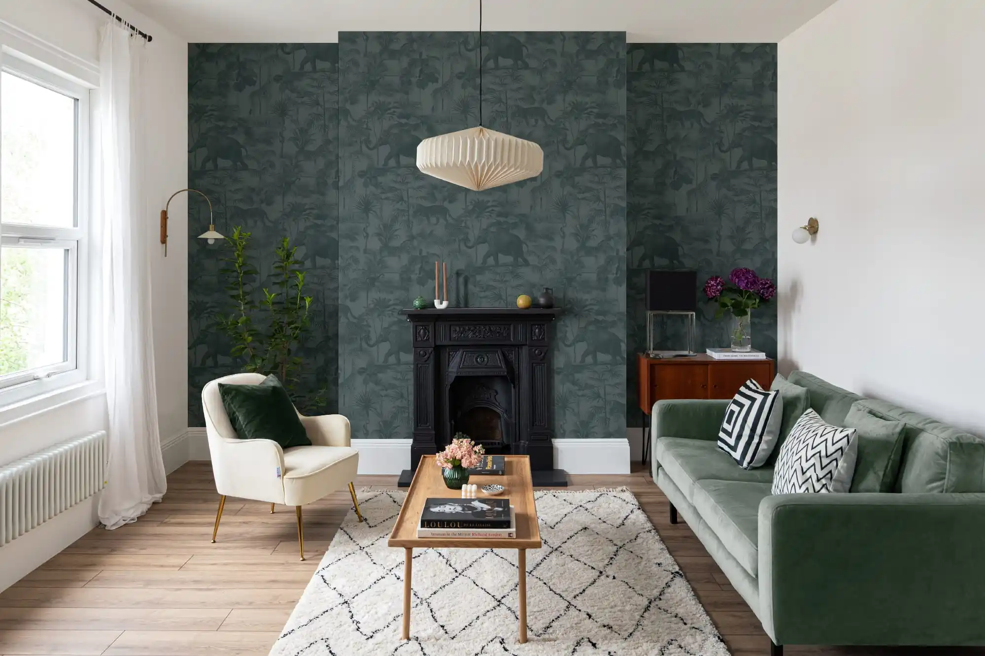 Luxury residential wallpaper installation in Chicago living room