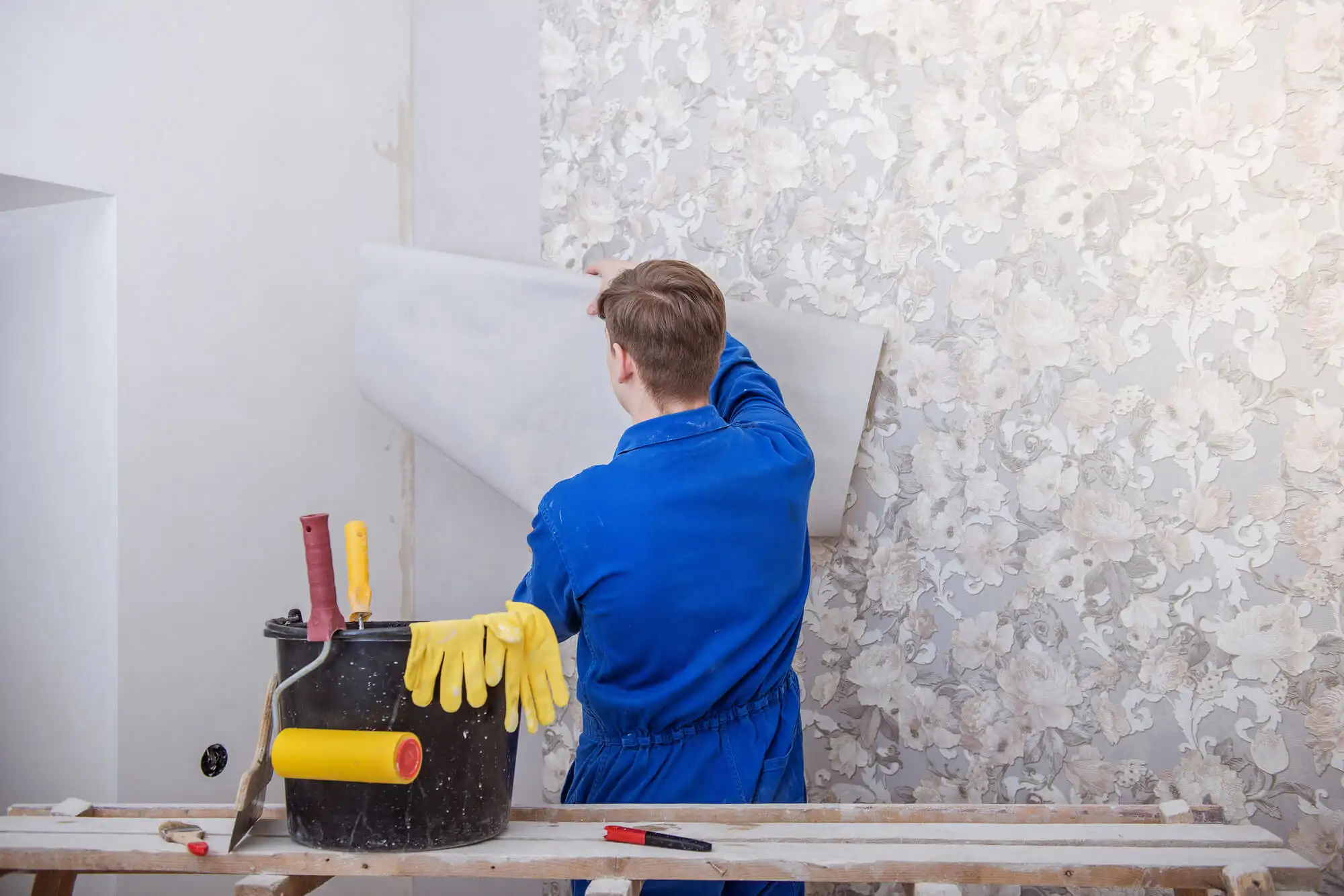 Grasscloth wallpaper installation Naperville estate
